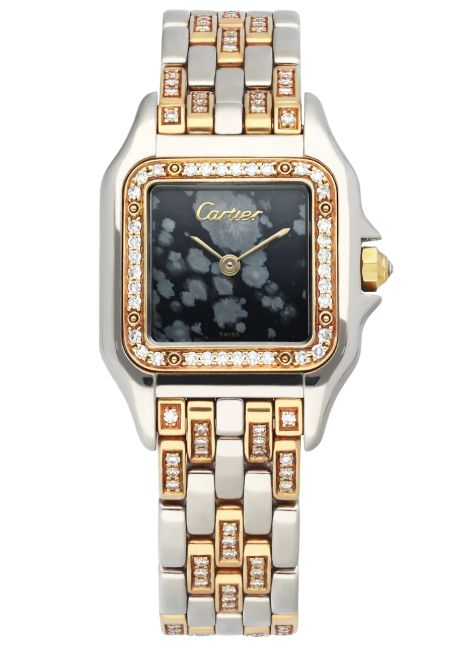 Cartier Panthere 18K White Gold & 18K Rose Gold Factory Set Diamonds Ladies Watch