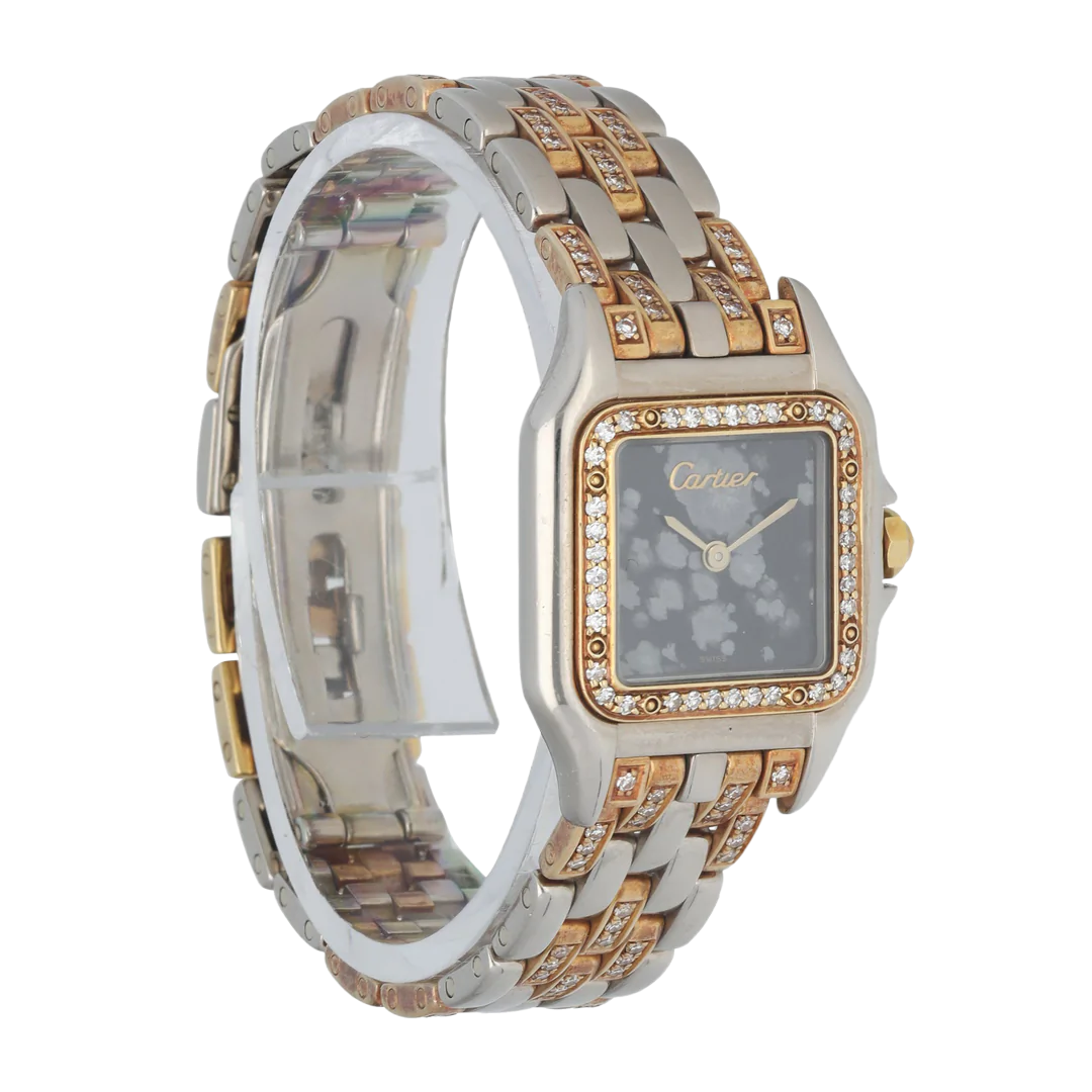 Cartier Panthere 18K White Gold & 18K Rose Gold Factory Set Diamonds Ladies Watch