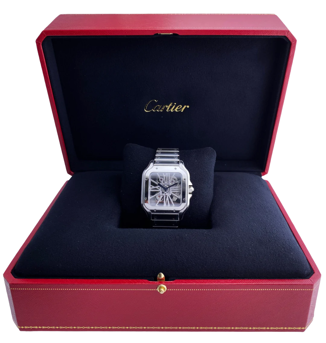 Cartier Santos Skeleton WHSA0015 Large Mens Watch Box & Papers