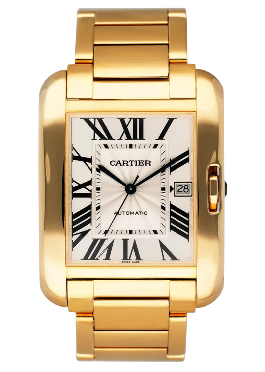 Cartier Tank Anglaise W5310018/3505 18K Yellow Gold Mens Watch Box Papers