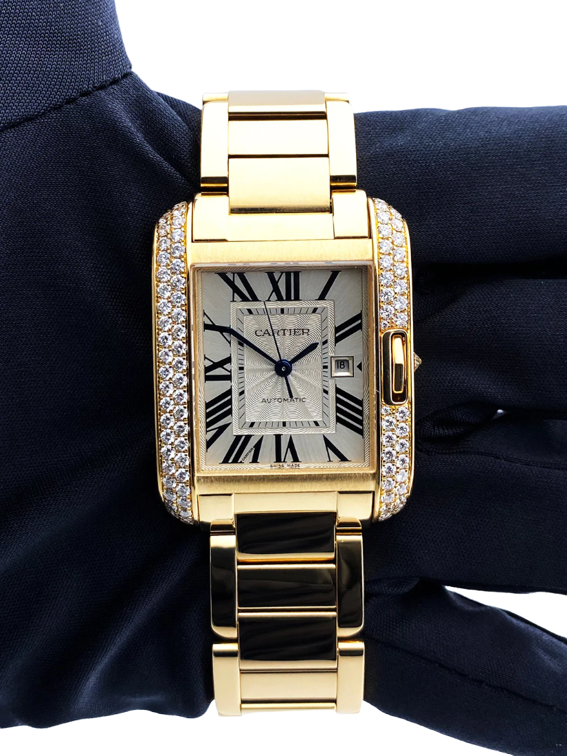 Cartier Tank Anglaise WT100006 18K Yellow Gold Diamond Box/Papers