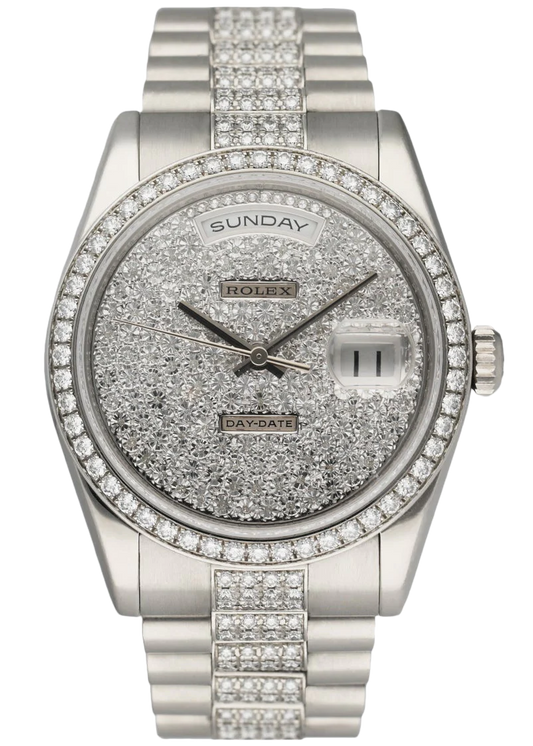 Rolex Day-Date President 118346 Platinum Diamond Mens Watch Box Papers